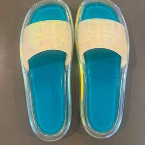 Hardly worn! Tory Burch Bubble Iridescent slide